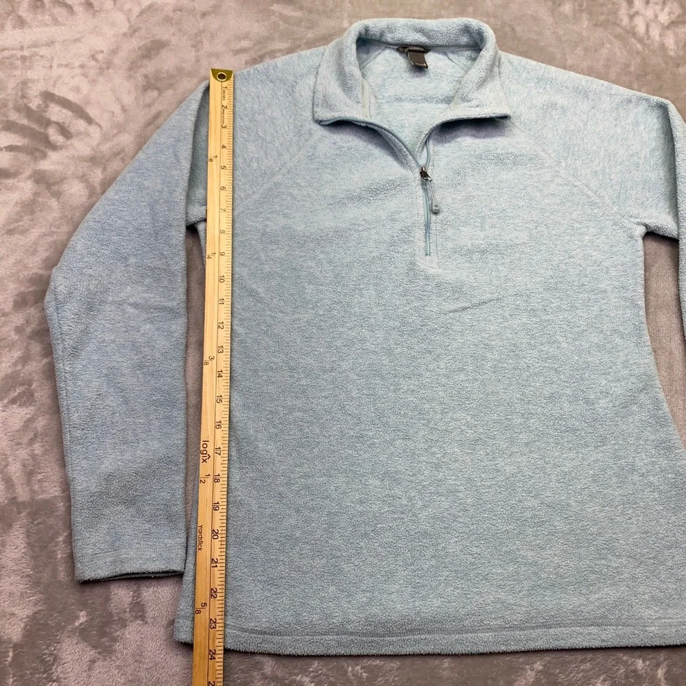 Eddie Bauer Soft Fleece Quarter Zip Pullover Women's Small Long Sleeve Blue Boho